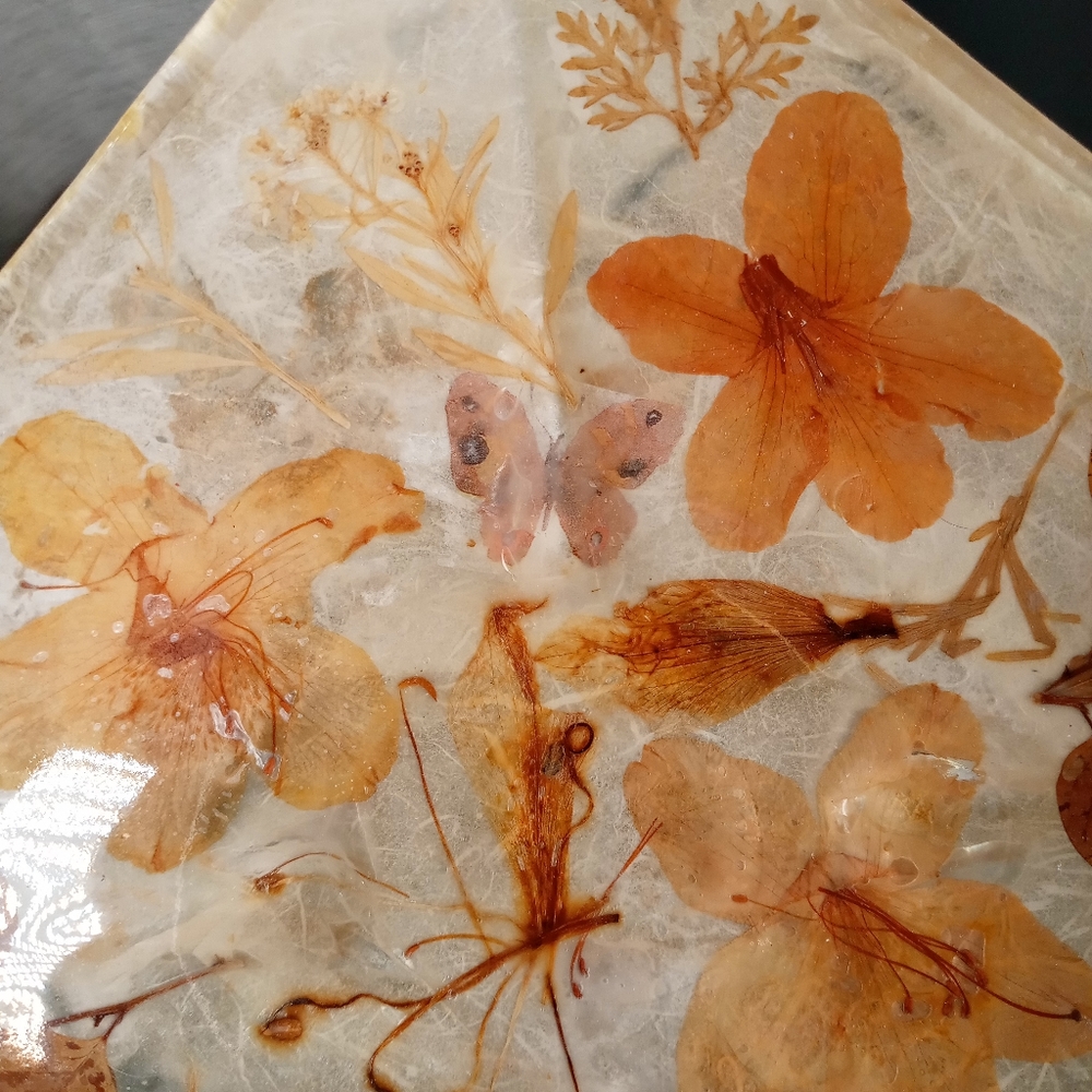 RETRO Art Decoupage SET of 2 WILDFLOWERS HIPPIE SHABBY CHIC Glass Bowls DECOR - Picture 1 of 8